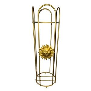 Vintage Celestial Gold Metal Sun Decor Toilet Paper Holder Stand Accent Piece